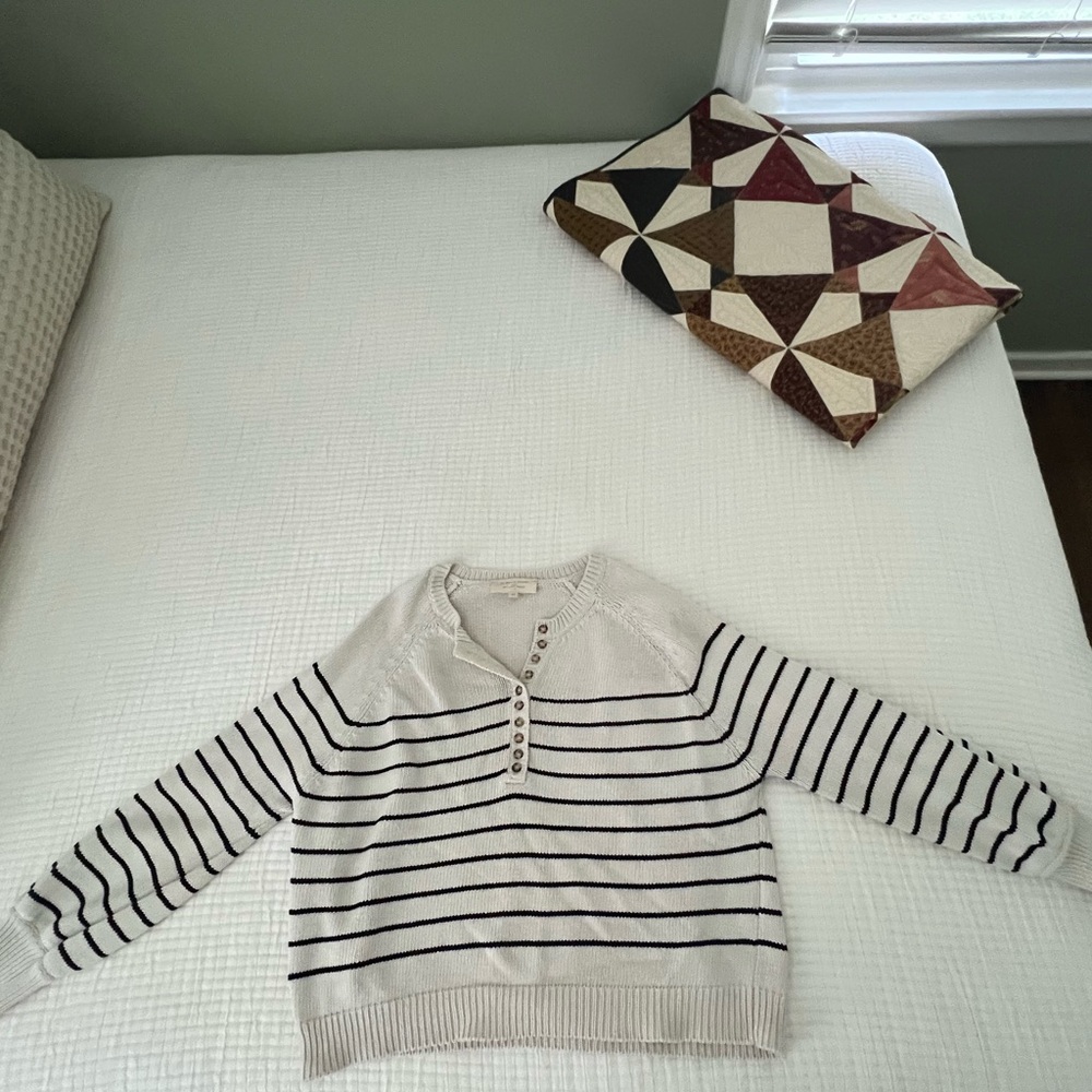 Sezane LEONTINE JUMPER ECRU/BLACK. XS.